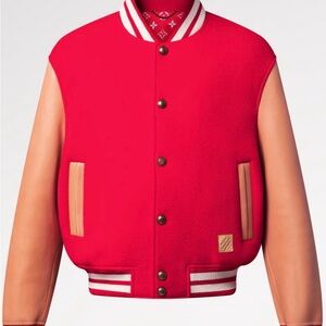 Louis Vuitton Vibrant Red and Tan Bomber Jacket